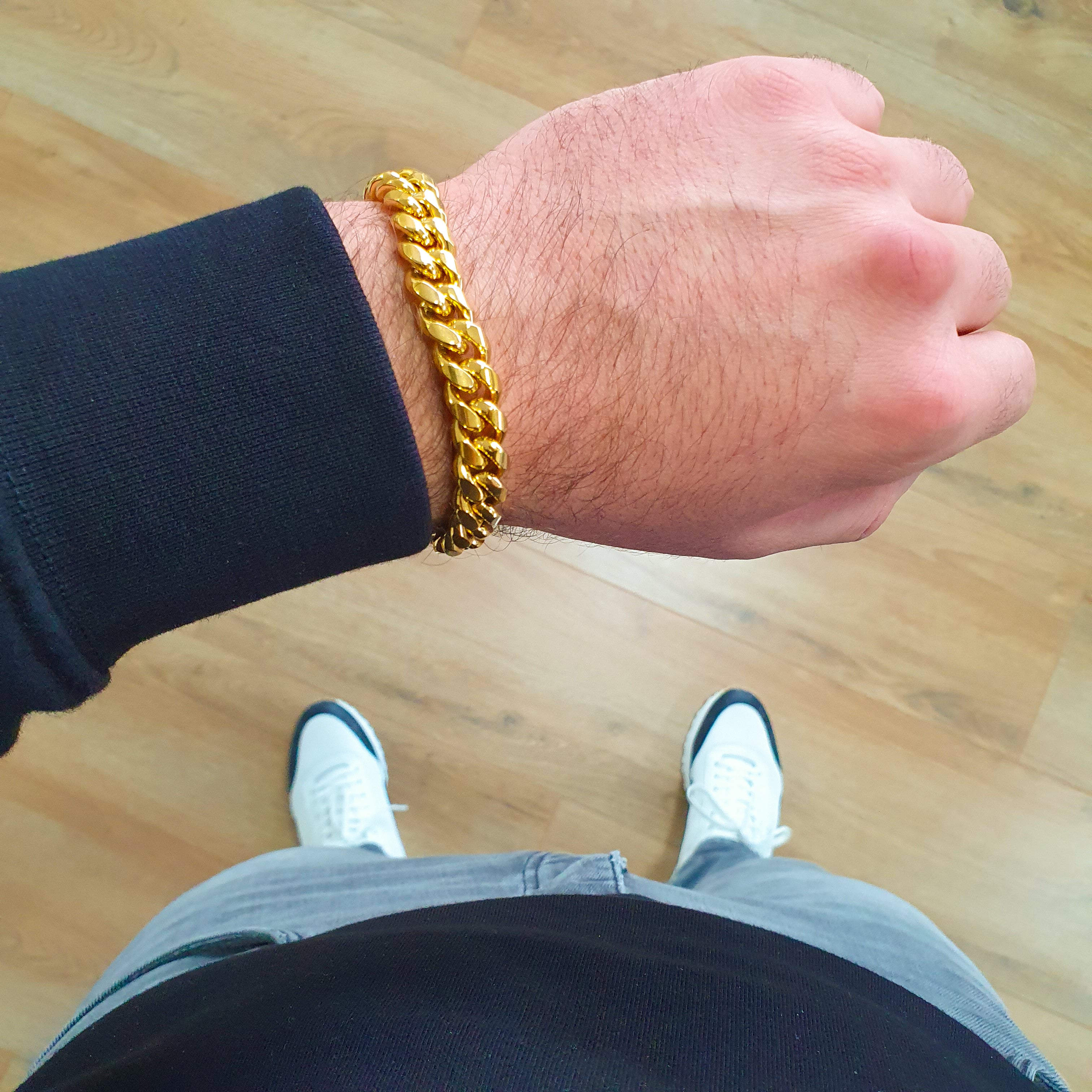 "Cuban" Goudkleurige Ketting & Armband (8mm)