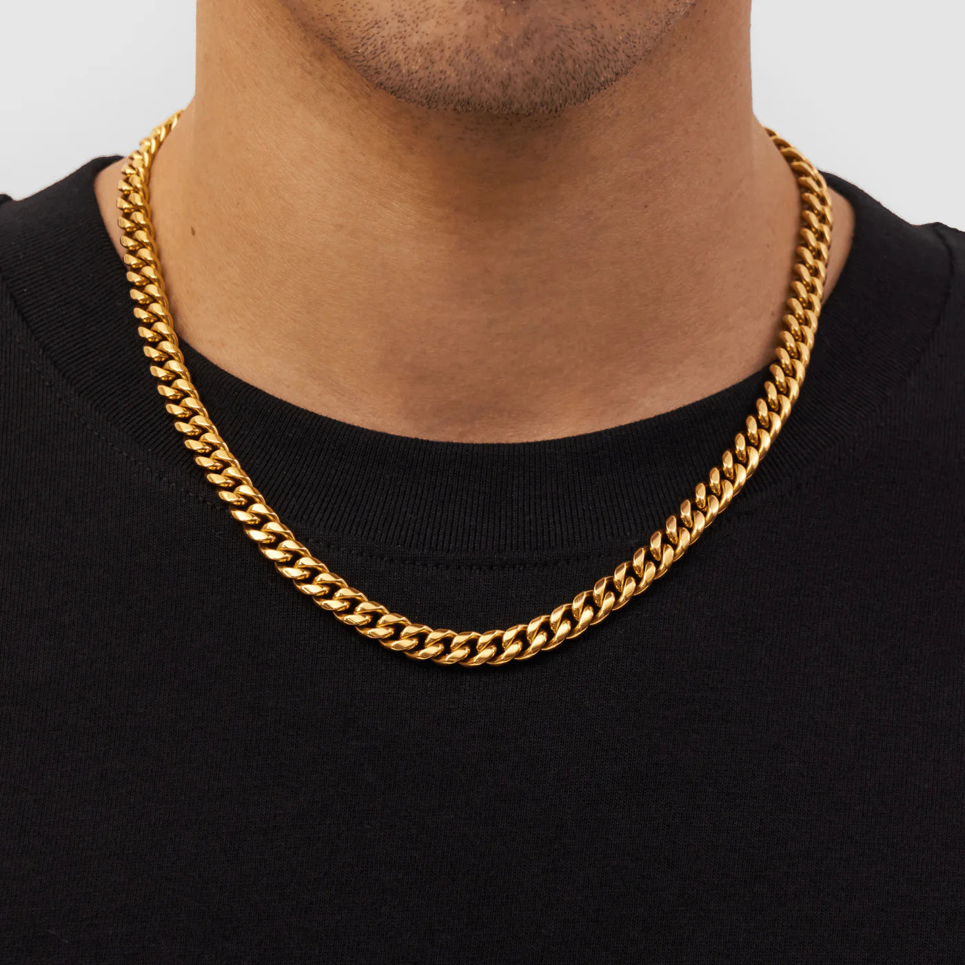 "Cuban" Goudkleurige Ketting & Armband (8mm)