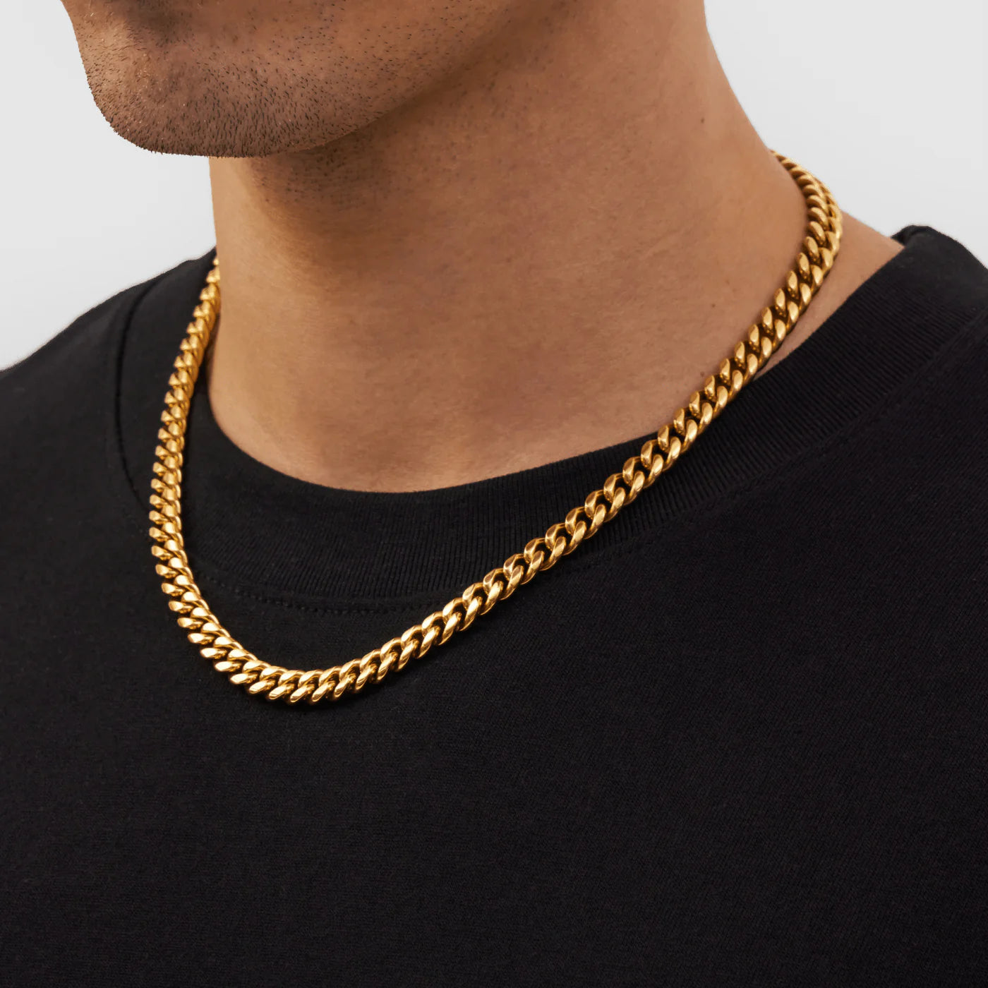 "Cuban" Goudkleurige Ketting & Armband (8mm)