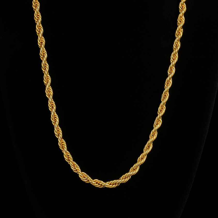 "Rope" Goudkleurige Ketting (5mm)