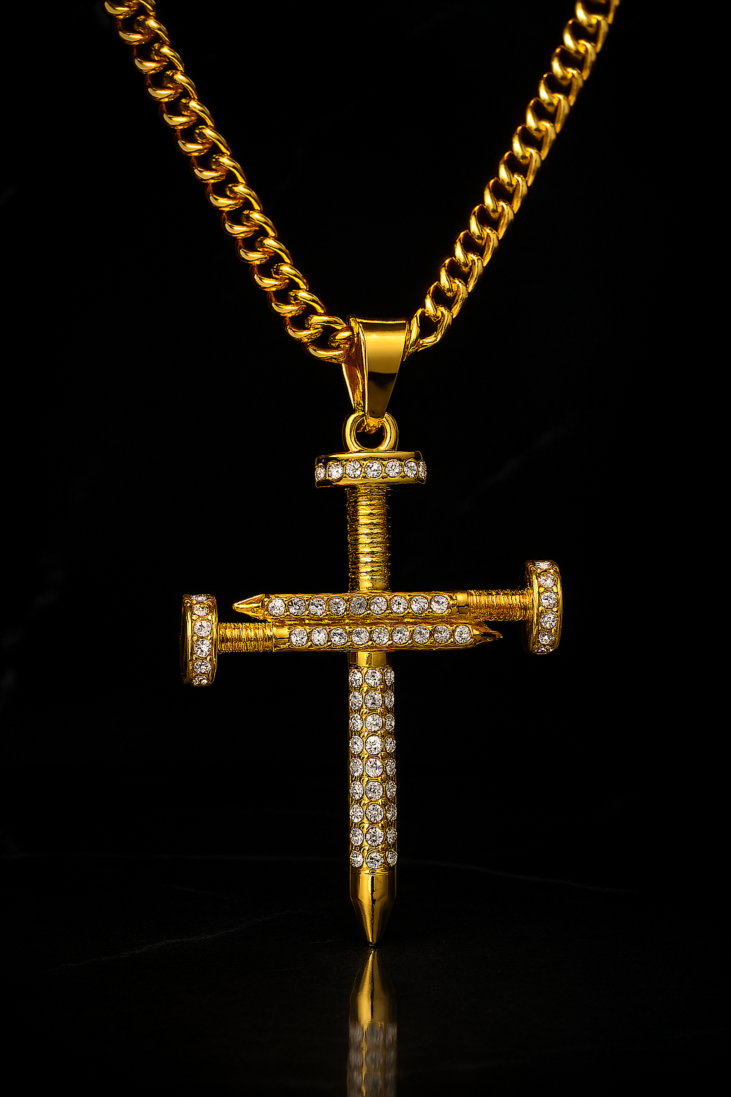 "Nail Cross" Goudkleurige Hanger