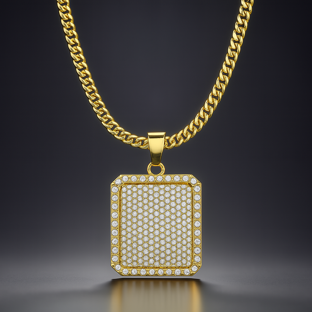 "Zirkonia Dog Tag" Goudkleurige Hanger