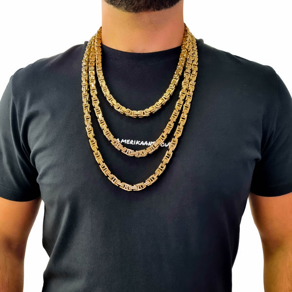 "Byzantine" Gouden Ketting & Armband (8mm)