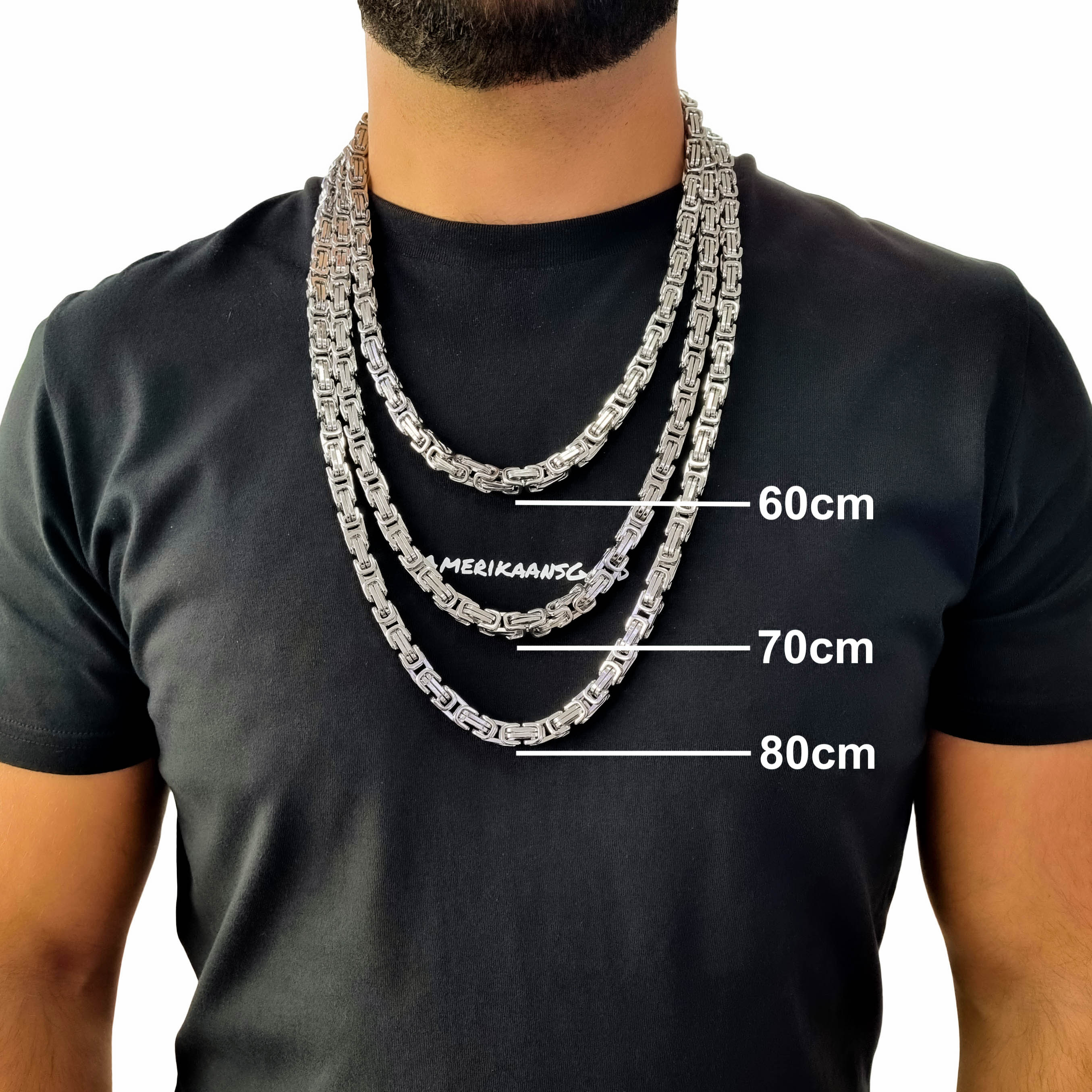"Byzantine" Zilverkleurige Ketting (8mm)