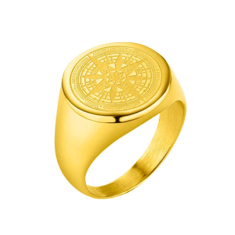 "Compass" Gouden Hanger + Ring Set