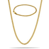 "Cuban" Gouden Ketting & Armband (4mm)-AmerikaansGoud