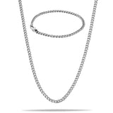 "Cuban" Zilveren Ketting & Armband (4mm)-AmerikaansGoud