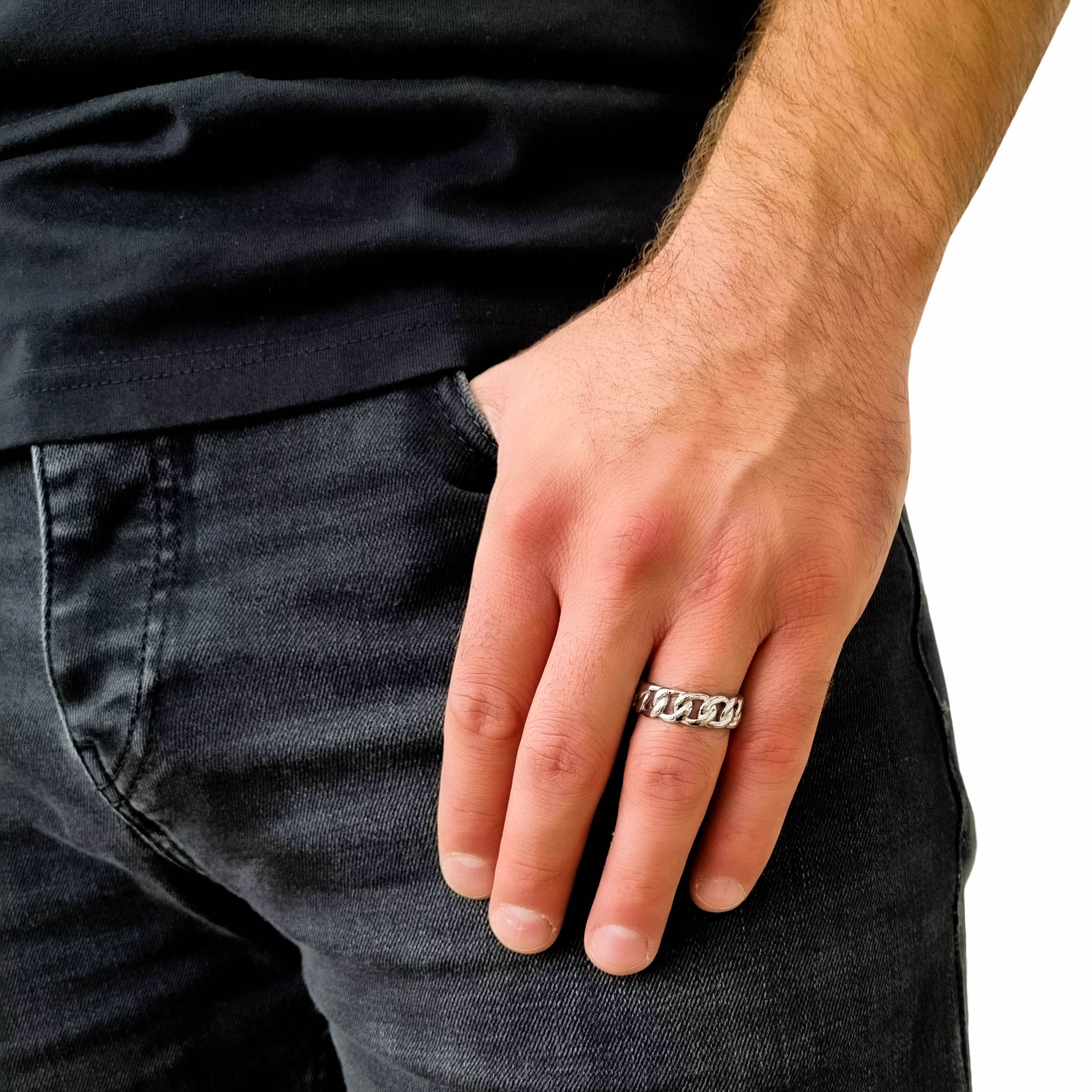 "Cuban" Zilverkleurige Ring