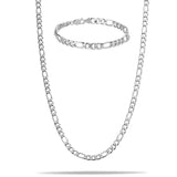 "Figaro" Zilveren Ketting & Armband (5mm)-AmerikaansGoud