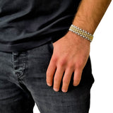 "Presidental" Zilver & Gouden Armband (15mm)
