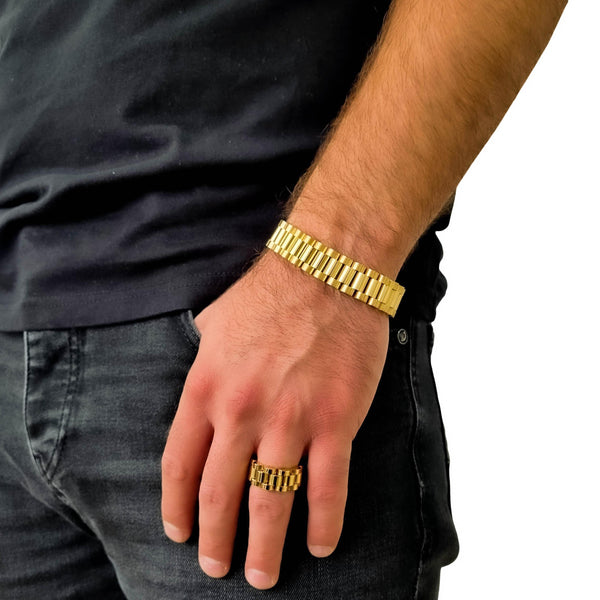 "Presidento" Gouden Armband + Ring