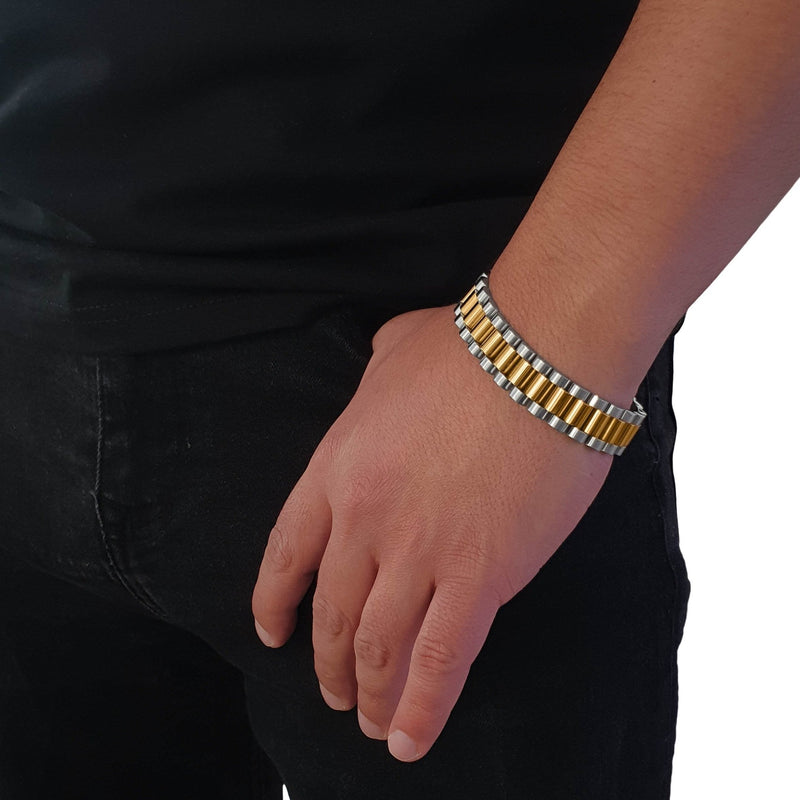 "Presidento" Zilver & Gouden Armband (15mm)