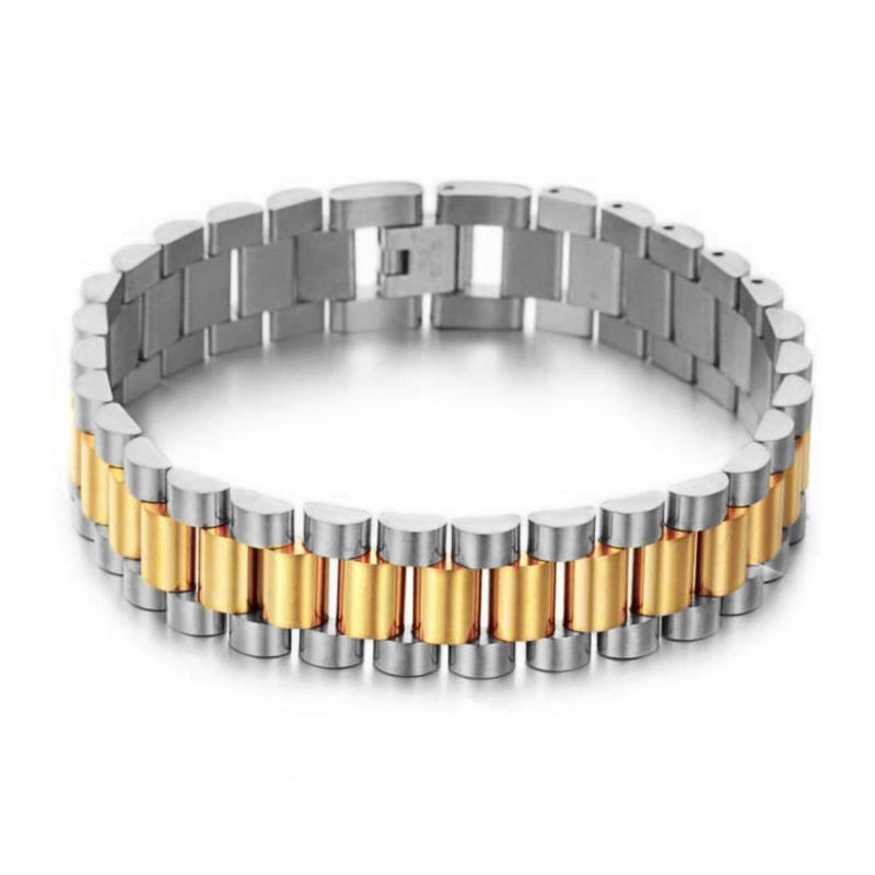 "Presidento" Zilver & Gouden Armband (15mm)