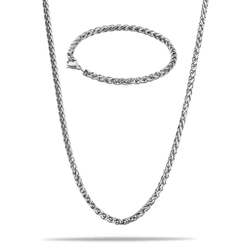 "Wheat" Zilveren Ketting & Armband (5mm)-AmerikaansGoud